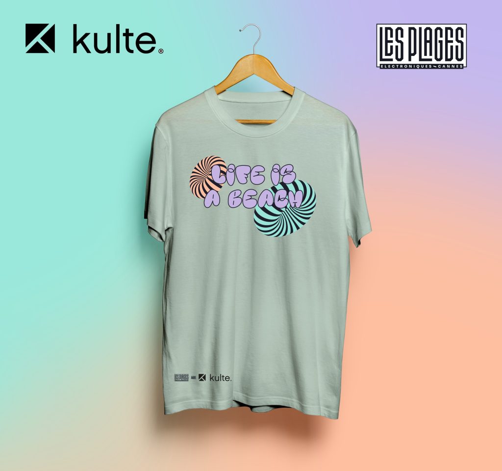 [PE22] Merch Kulte t-shirt front ife is a beach green